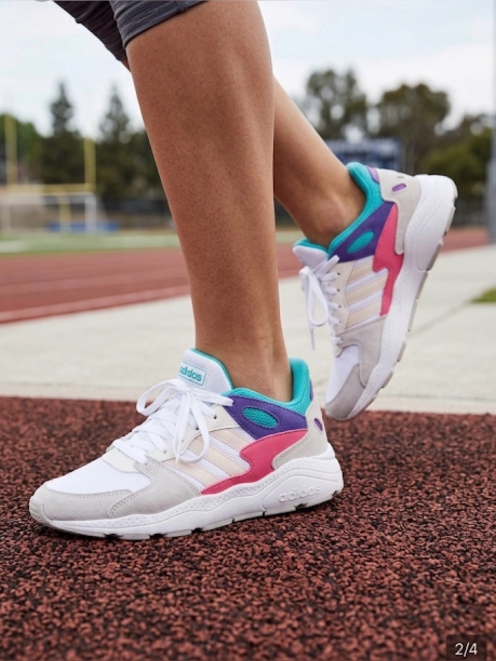adidas White Sneakers with Teal, Purple & Pink Accents
